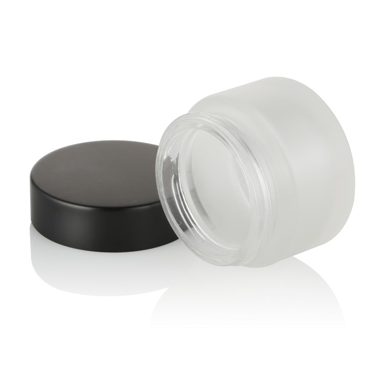 10g 30g 50g 100g black aluminum top clear frosted empty Luxury jar glass cosmetic