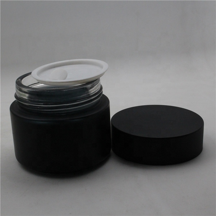 10g 30g 50g Thick Glass Cosmetic Jar with Line Sealer Threaded Cap Cosmetic Package
