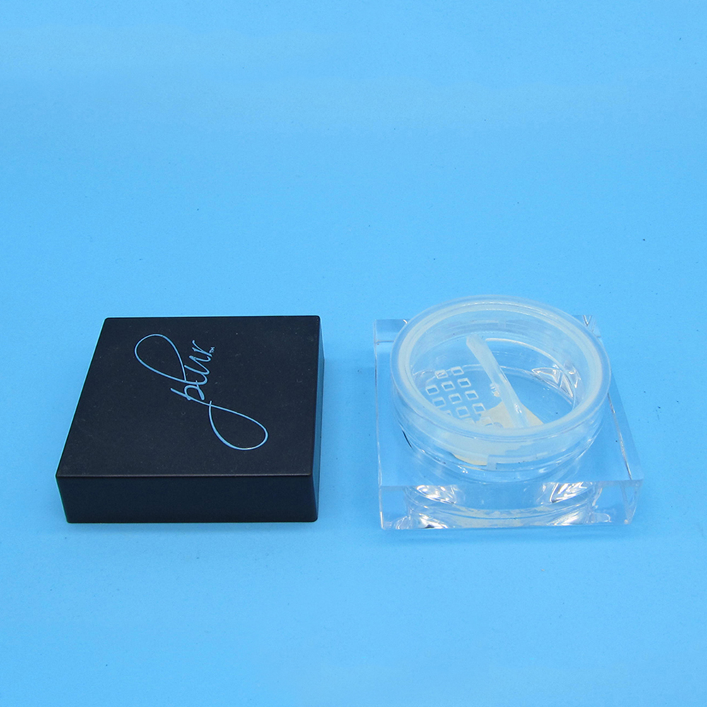 10g 30g Clear Square Plastic Cosmetic Loose Powder Jar for Skin Care