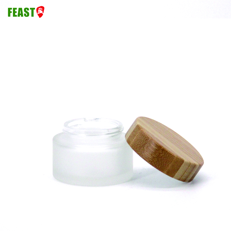10g Body Bottle Sandy Glass Cream Jar Environmental Cosmetic Glass Jar with Bamboo Lids