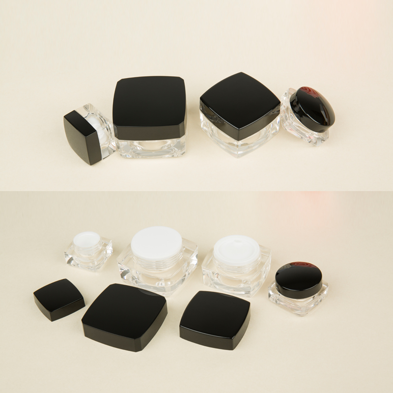 10g Cheap custom Acrylic cream jar 10gram square plastic cream jars double wall for skincare packaging # 5g 10g available