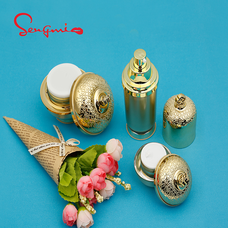 10g Customized Golden Double Wall Acrylic Cream Pot 10gr Empty Cosmetics Plastic Cream Jar # 5g/10g/15g/20g/30g available