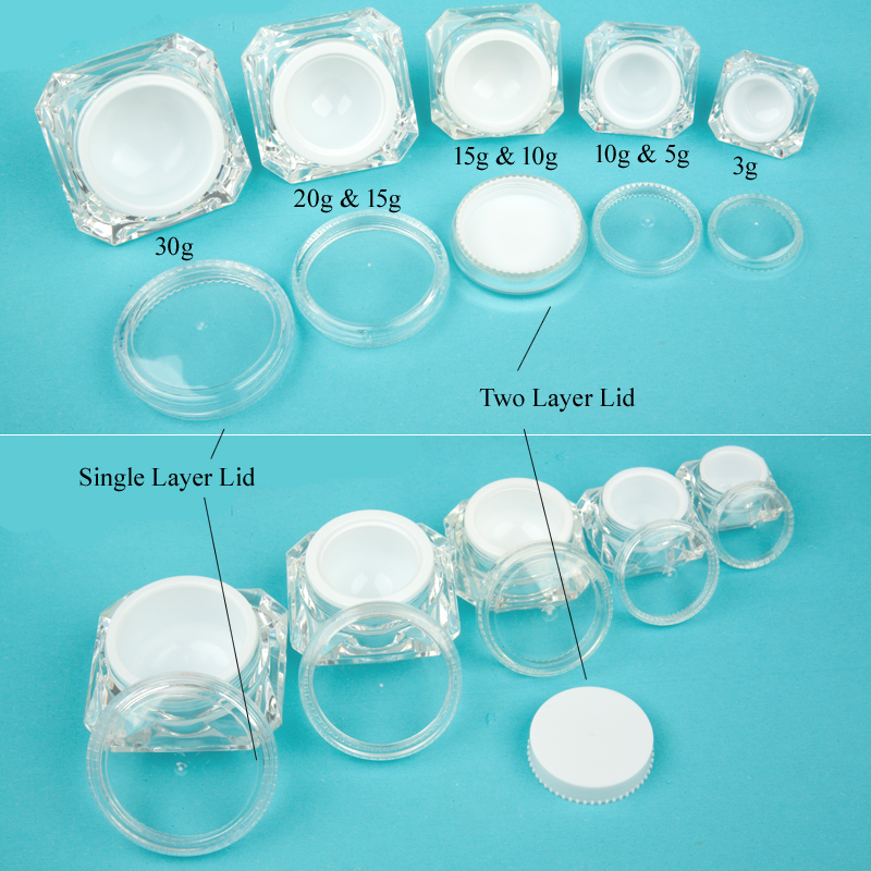 10g Diamond Customized Acrylic Jar Modern Design Luxury Cosmetic Empty Cream Container Pot # 3/5/10/15/20/30g available