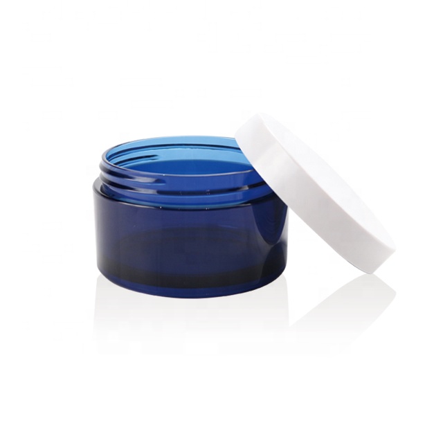 10g Frosted petg plastic sample cosmetic cream jar with blue cap