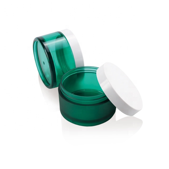 10g Frosted petg plastic sample cosmetic cream jar with blue cap