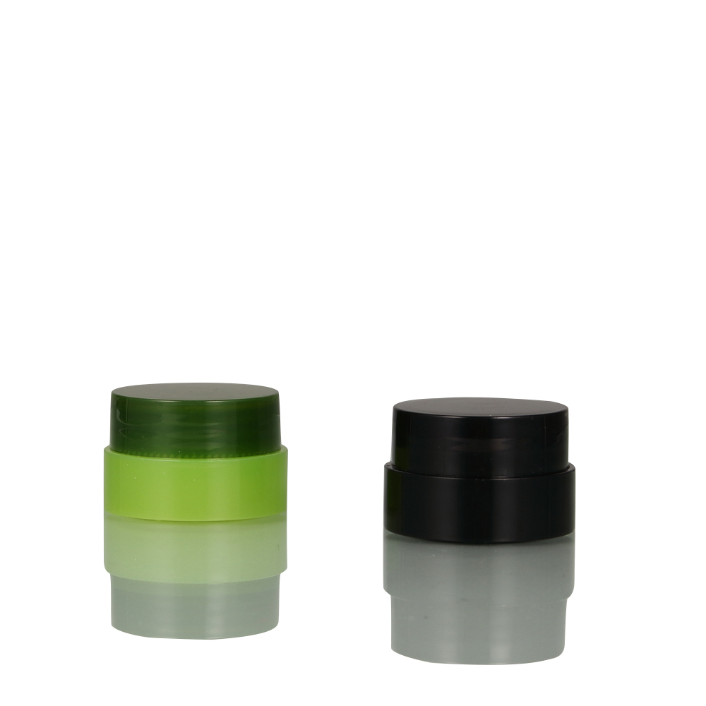 10g Green Clear Black Plastic PP PS  PET Jar with black Cover