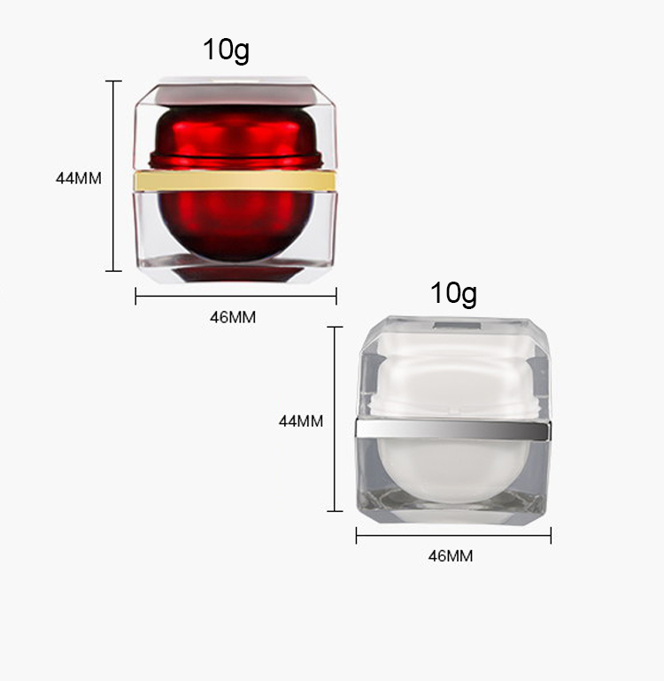 10g High Quality Cosmetic Jar Square Packaging Cream Container Acrylic Cosmetic Cream Jar