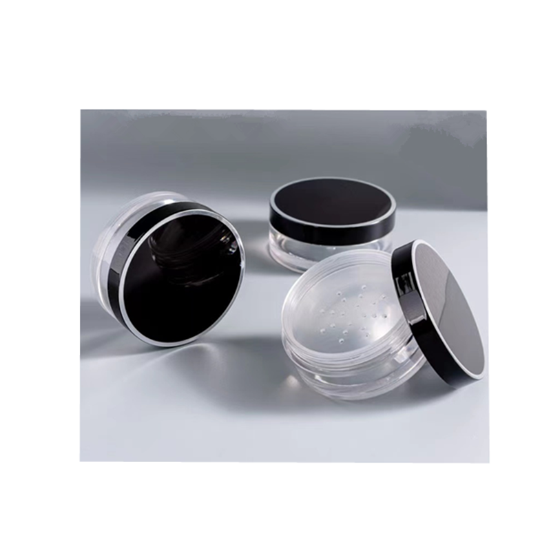 10g In stock oil control and keep make up loose powder container, 10g loose powder jar with black lid