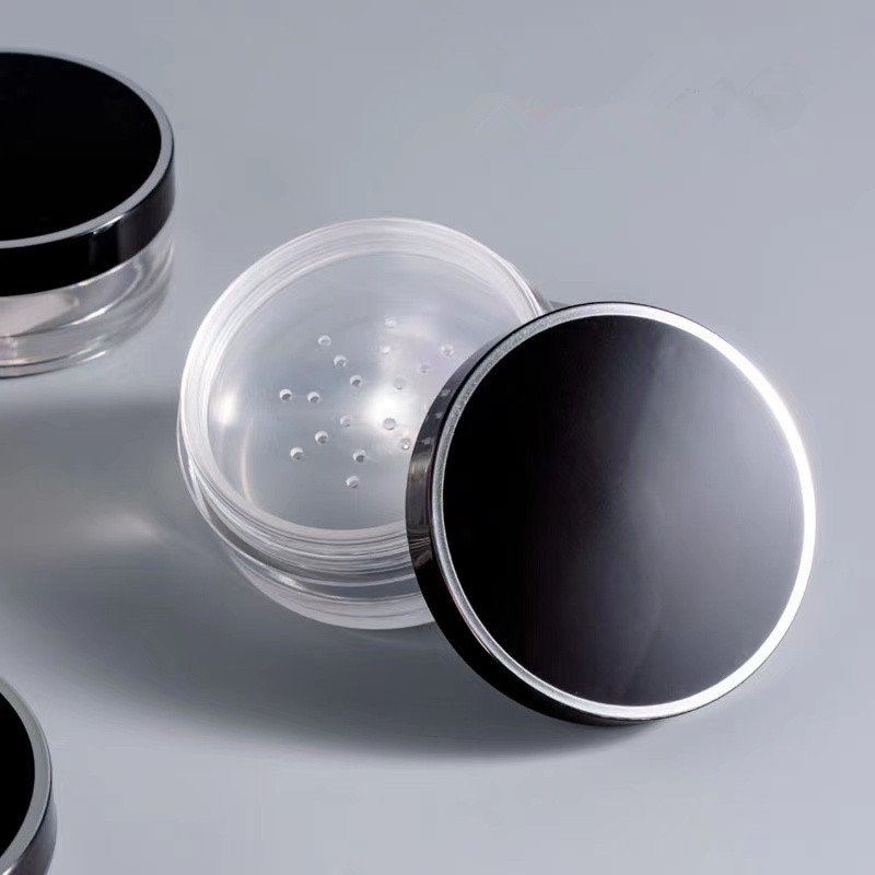 10g In stock oil control and keep make up loose powder container, 10g loose powder jar with black lid