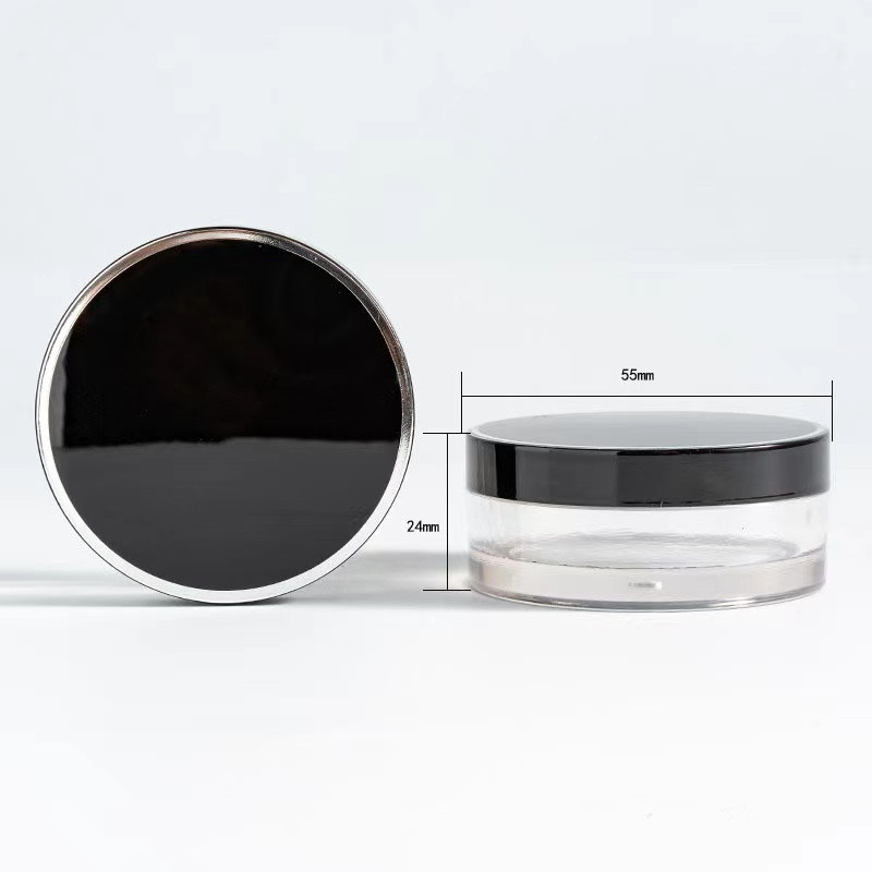 10g In stock oil control and keep make up loose powder container, 10g loose powder jar with black lid