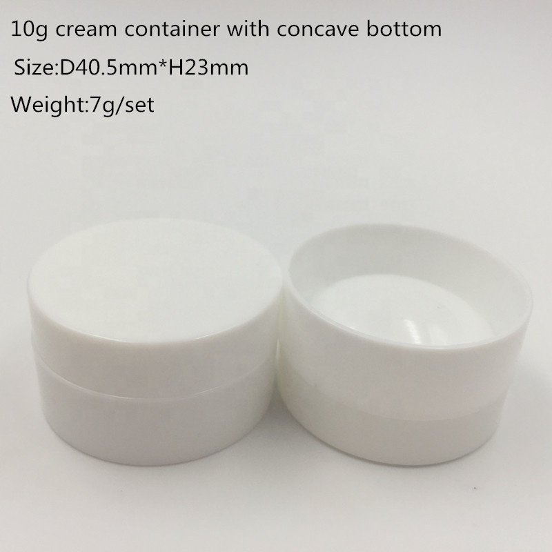 10g PP White Make Up Small cream Jar with inner lids, plastic white cosmetic container for eye cream
