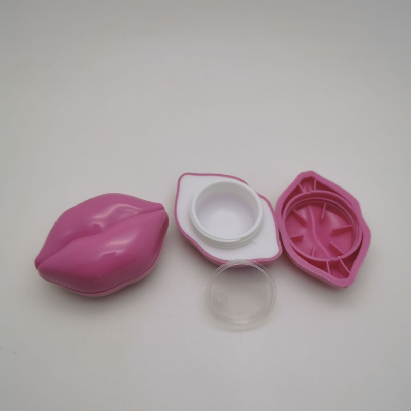 10g Unique Pink Big Mouth Shaped Facial/Eye Cream Bottle Cosmetic Container Plastic Cream Jar With Hand Pad