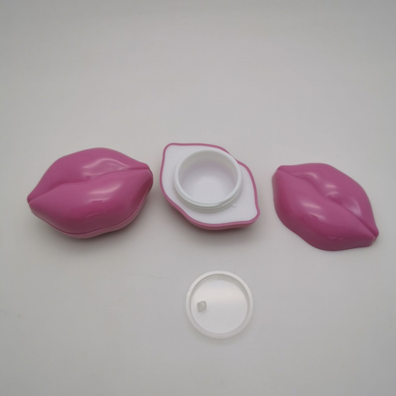 10g Unique Pink Big Mouth Shaped Facial/Eye Cream Bottle Cosmetic Container Plastic Cream Jar With Hand Pad