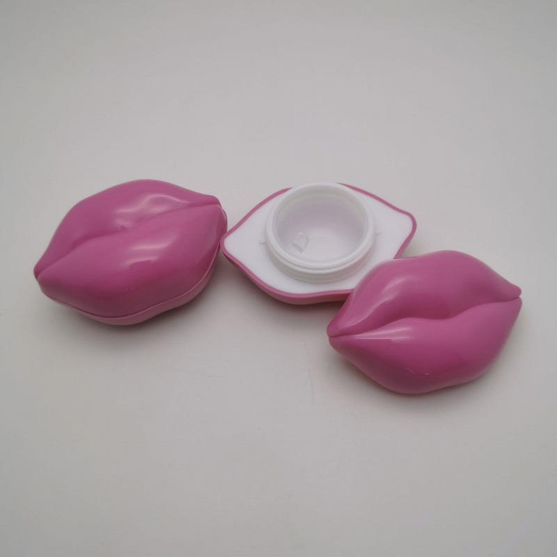10g Unique Pink Big Mouth Shaped Facial/Eye Cream Bottle Cosmetic Container Plastic Cream Jar With Hand Pad