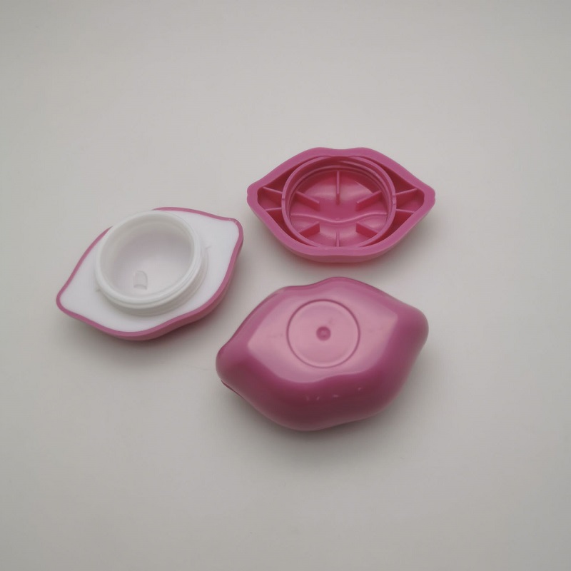 10g Unique Pink Big Mouth Shaped Facial/Eye Cream Bottle Cosmetic Container Plastic Cream Jar With Hand Pad