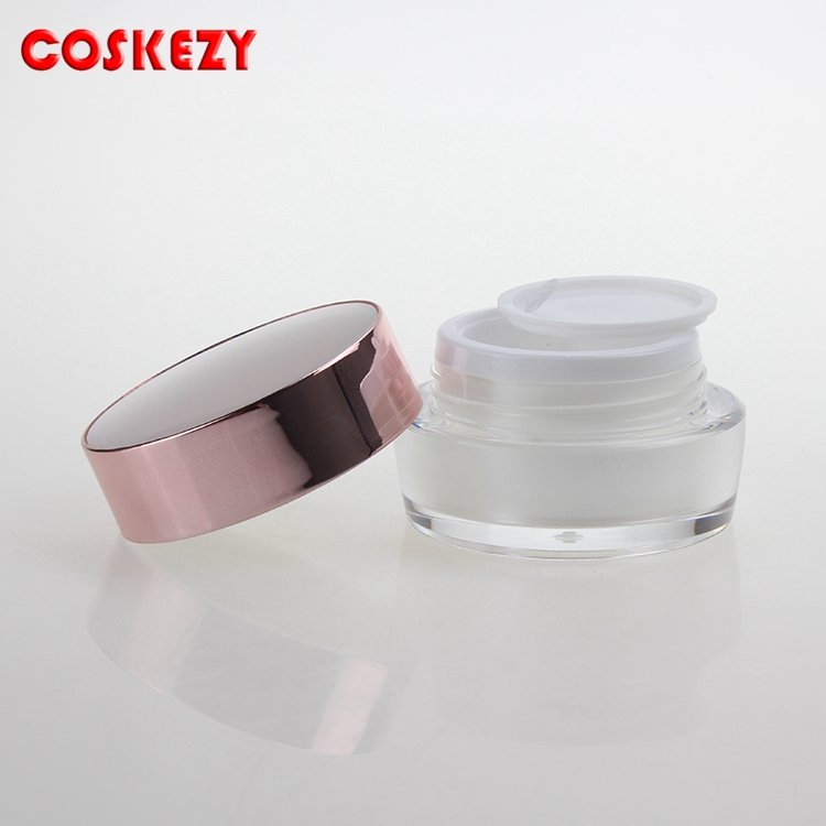 10g acrylic jar skin care cream jar UV pink aluminum cap with acrylic jars for cosmetics