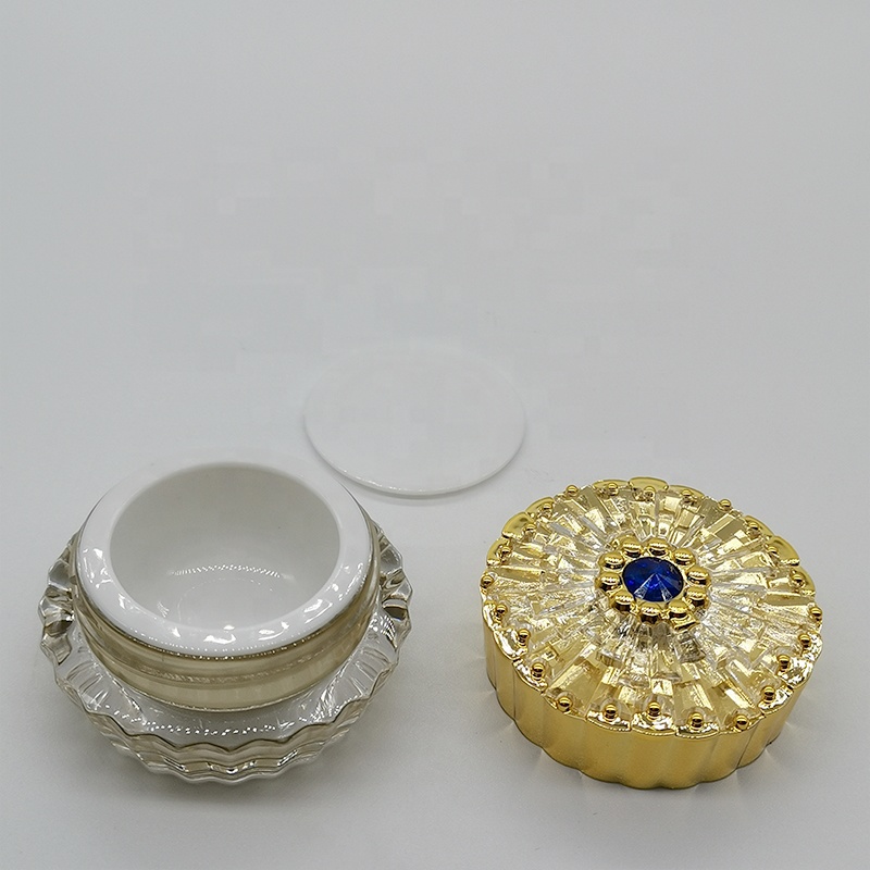 10g custom label luxury gem bottle gold acrylic container cosmetic cream jar