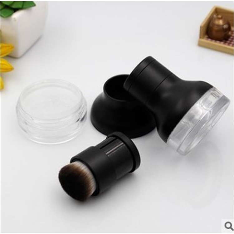 10g empty black Loose powder box empty Cosmetics packaging Plastic Jar with brush