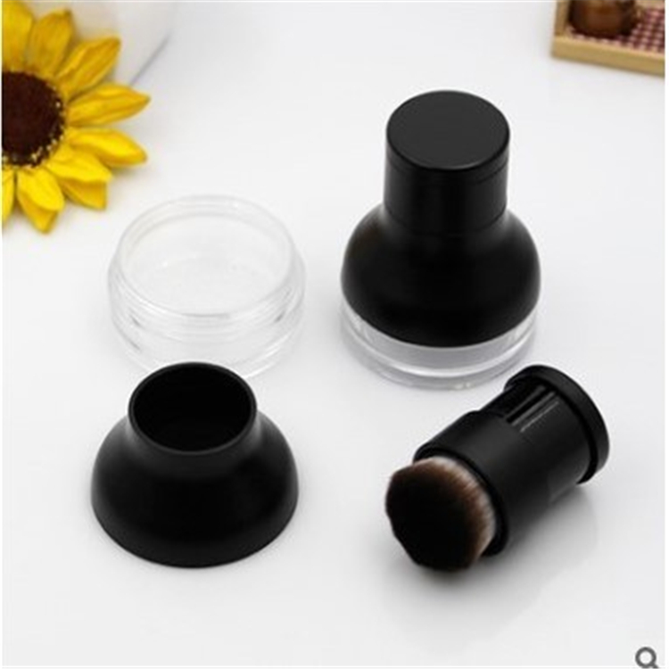 10g empty black Loose powder box empty Cosmetics packaging Plastic Jar with brush