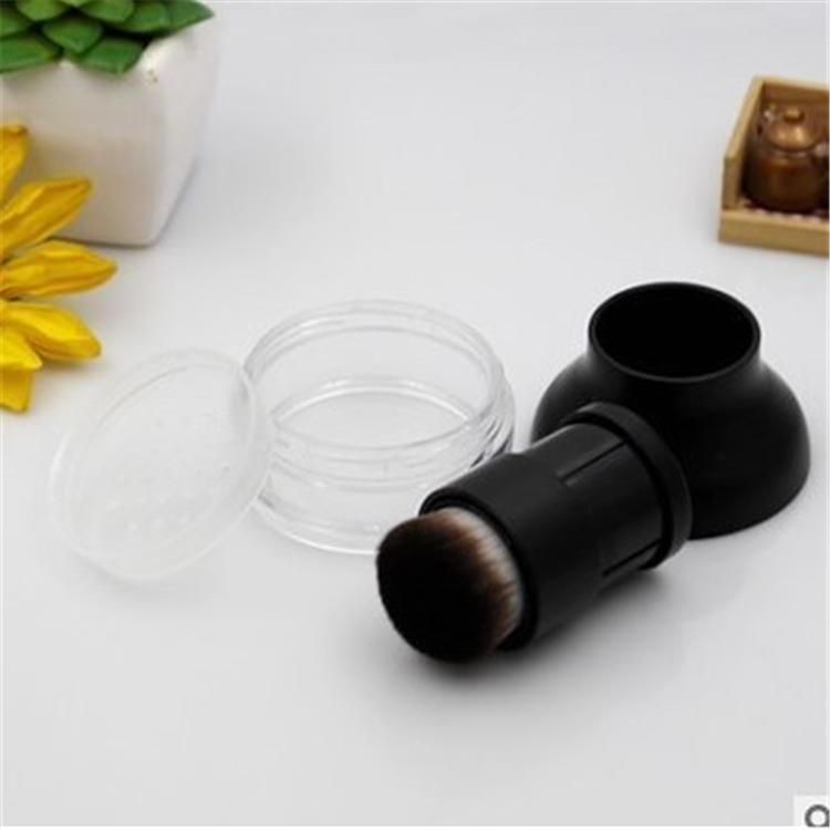 10g empty black Loose powder box empty Cosmetics packaging Plastic Jar with brush