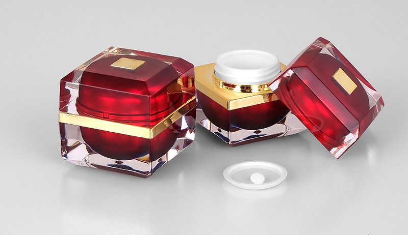 10g in stock Luxury Ready to ship Fashion Design Acrylic Cream Jar Empty Red Cosmetic Container With Cap