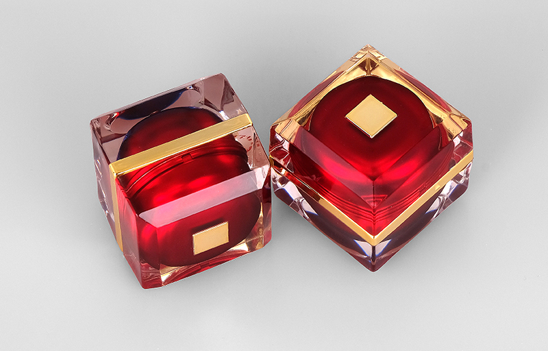 10g in stock Luxury Ready to ship Fashion Design Acrylic Cream Jar Empty Red Cosmetic Container With Cap