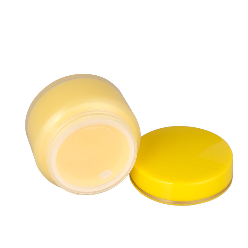 10g in stock Luxury Ready to ship Fashion Design Empty Yellow Cosmetic Container With Cap plastic Cream Jar