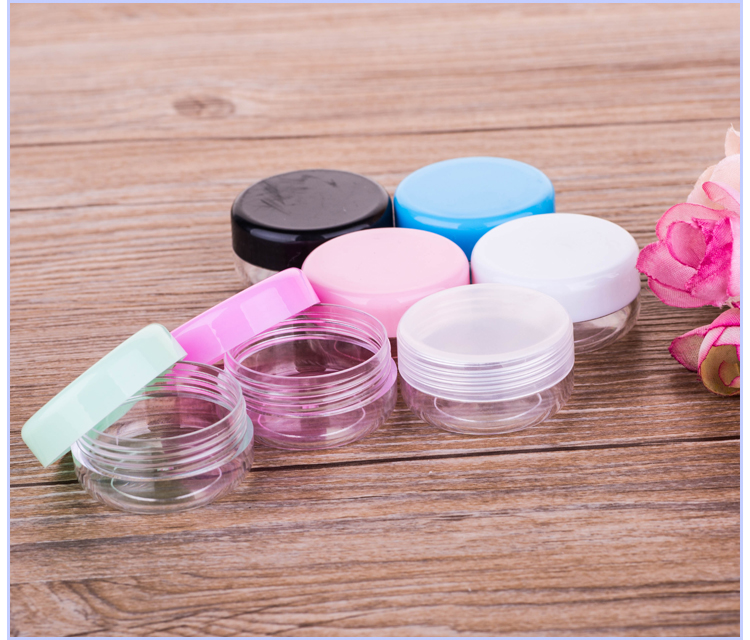 10g mult-colors plastic cream jar cosmetic paillette container Plastic Cosmetics Jar