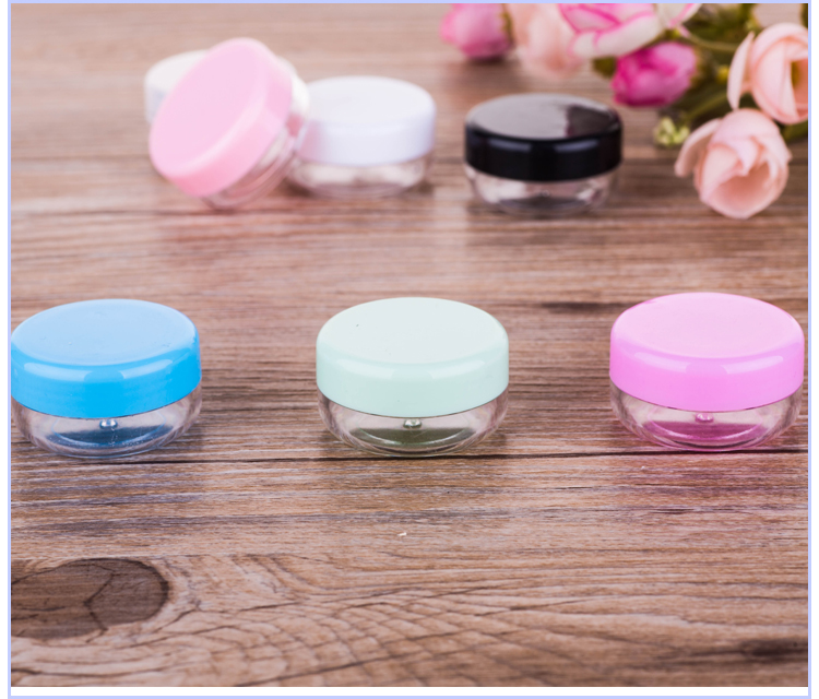 10g mult-colors plastic cream jar cosmetic paillette container Plastic Cosmetics Jar