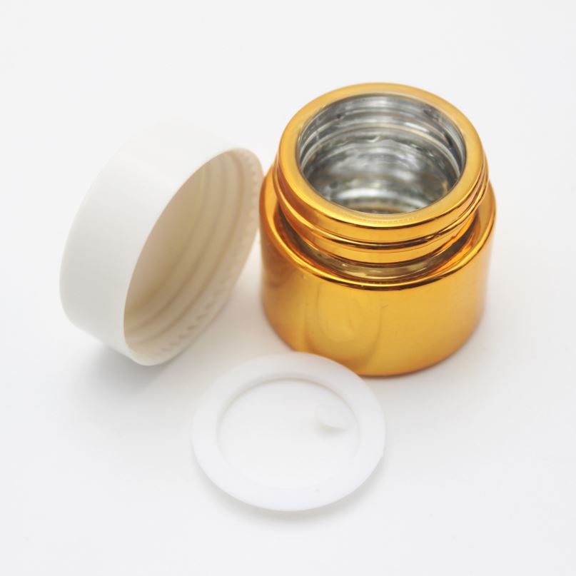 10g ointment unguent eye shadow amber empty jar With White Plastic Cap MGJ-259Y