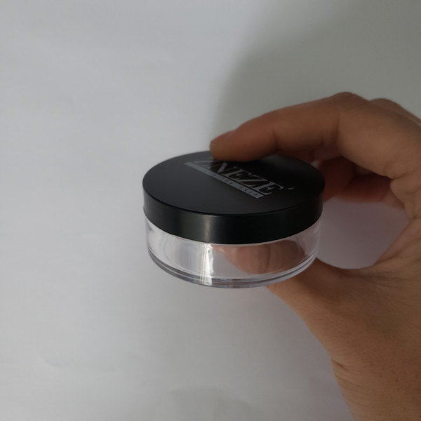 10g plastic Loose Powder Jar, loose powder container with black matte cap