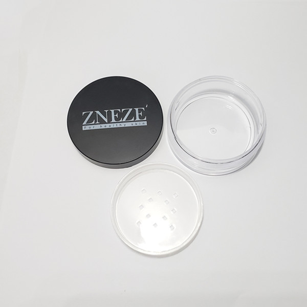 10g plastic Loose Powder Jar, loose powder container with black matte cap