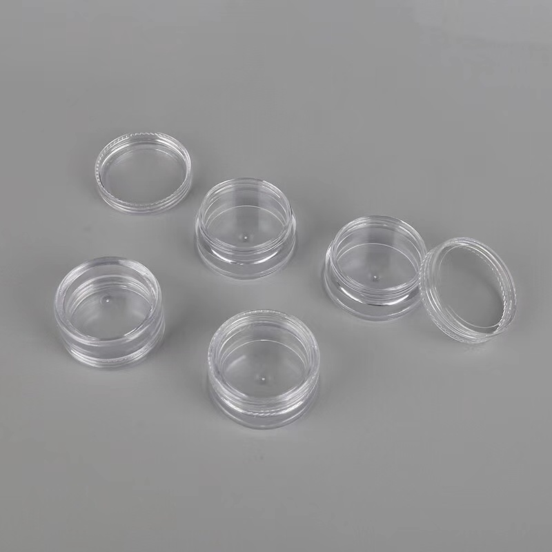 10g plastic flat round transparent black cosmetic cream jar, 37*19mm cosmetic facial cream container 10ml