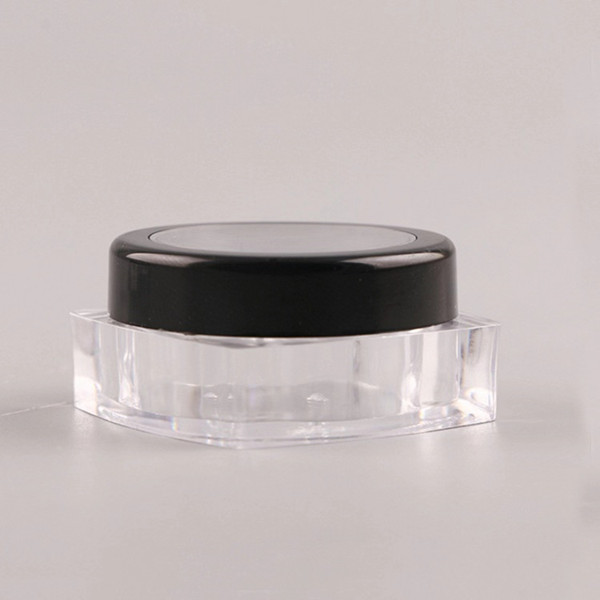 10g plastic square Loose Powder Jar, clear empty cosmetic container with Sunroof cap