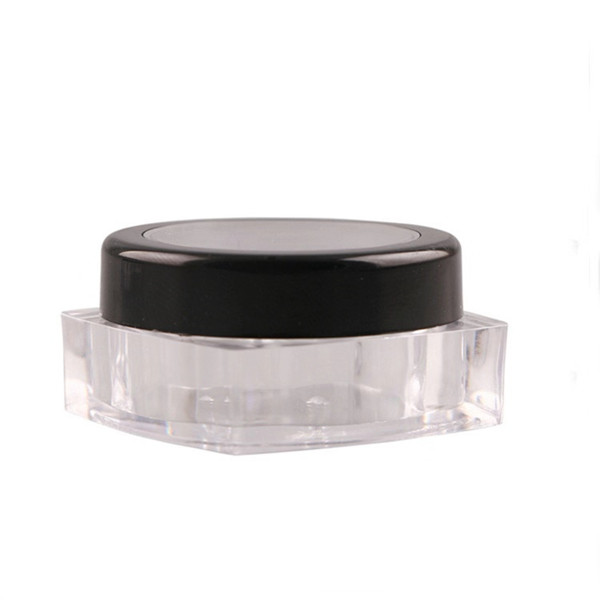 10g plastic square Loose Powder Jar, clear empty cosmetic container with Sunroof cap