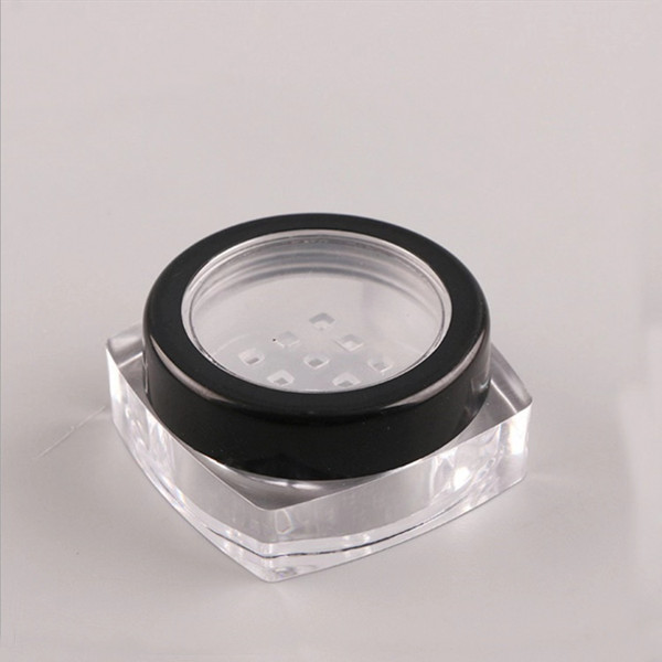 10g plastic square Loose Powder Jar, clear empty cosmetic container with Sunroof cap