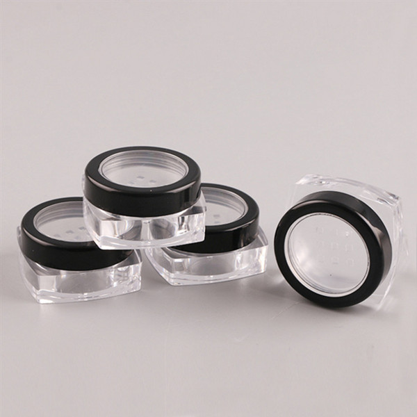 10g plastic square Loose Powder Jar, clear empty cosmetic container with Sunroof cap