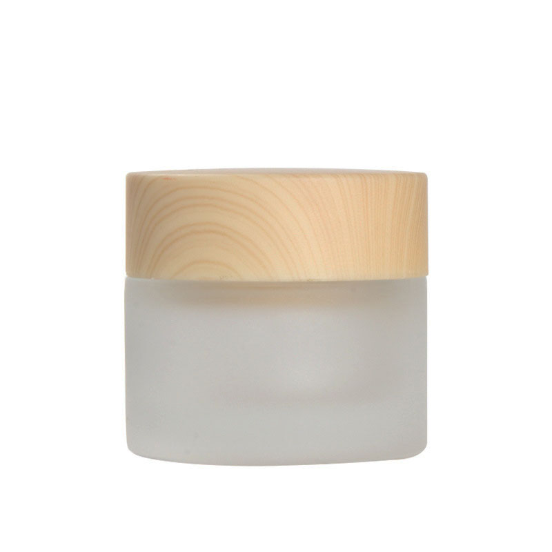10g plastic wood grain lid frosted glass cream jar cosmetic packaging sample eye cream jar