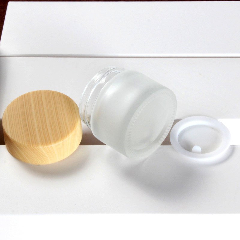 10g plastic wood grain lid frosted glass cream jar cosmetic packaging sample eye cream jar