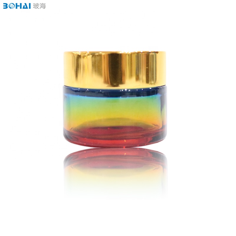 10g rainbow glass jar face cream with golden cap