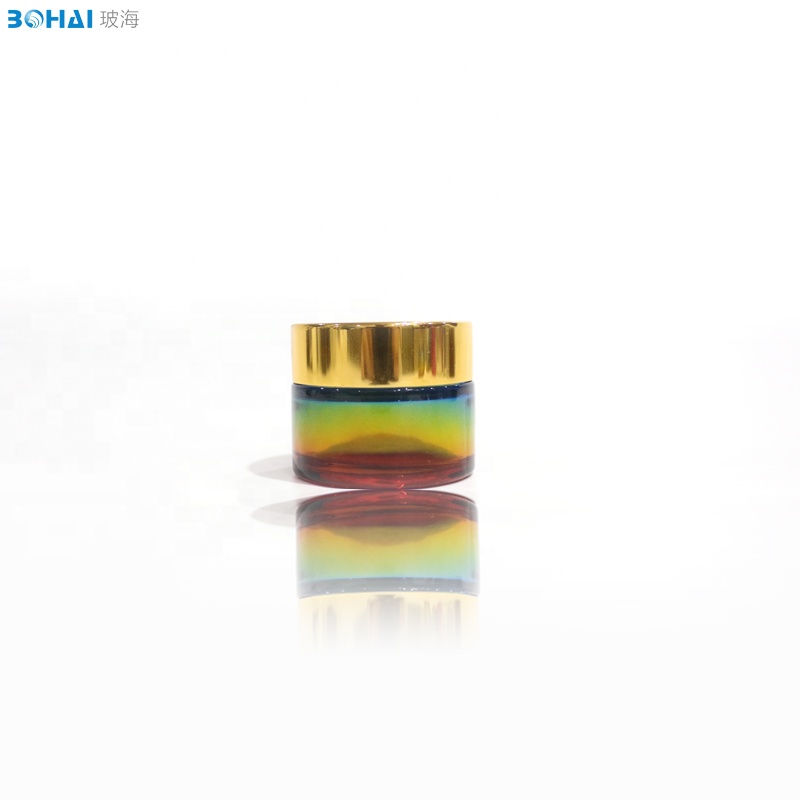 10g rainbow glass jar face cream with golden cap