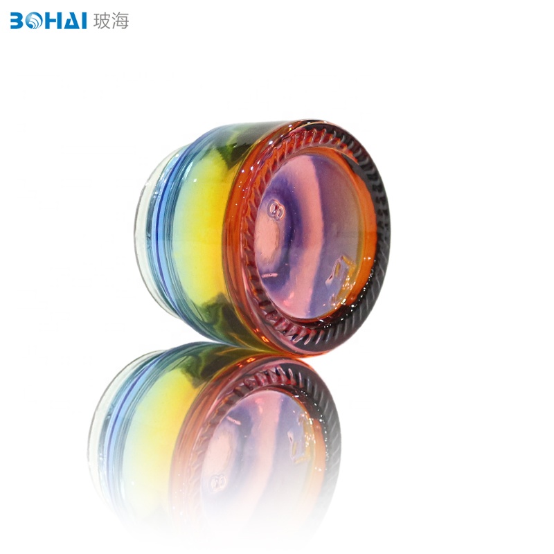 10g rainbow glass jar face cream with golden cap