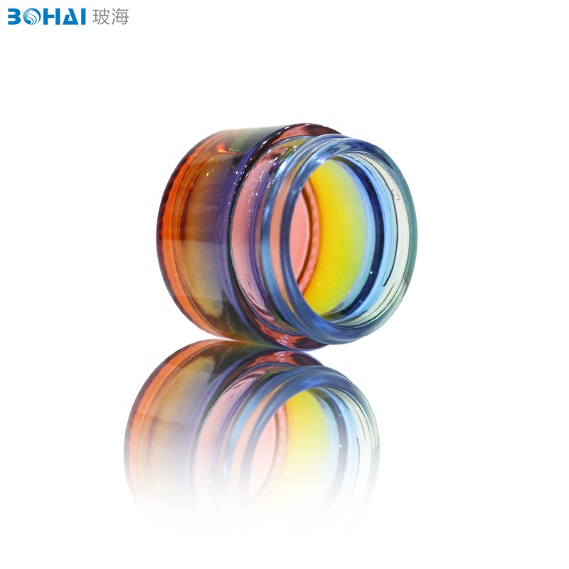 10g rainbow glass jar face cream with golden cap