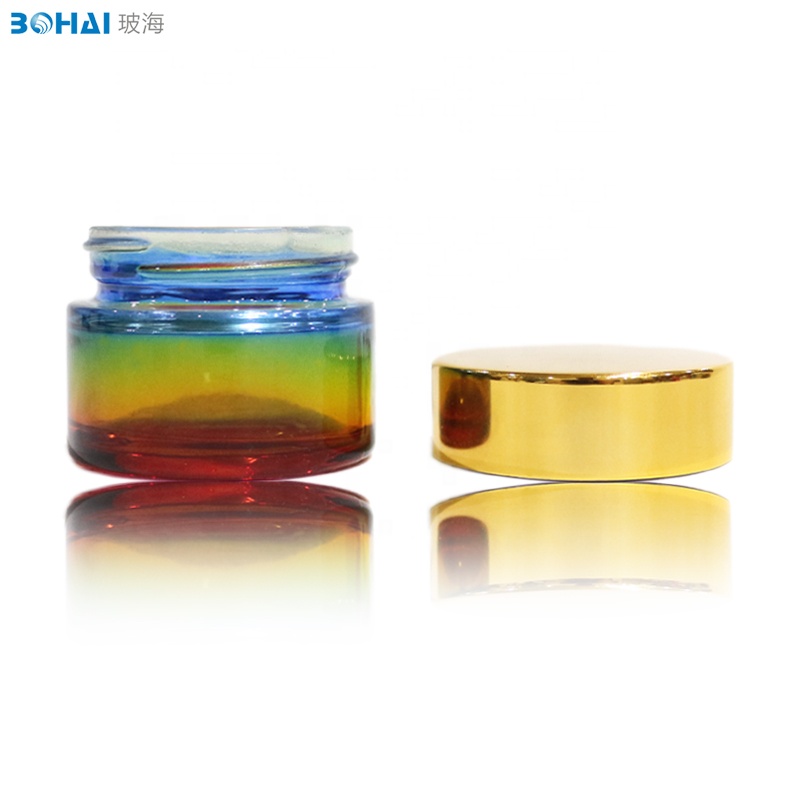 10g rainbow glass jar face cream with golden cap