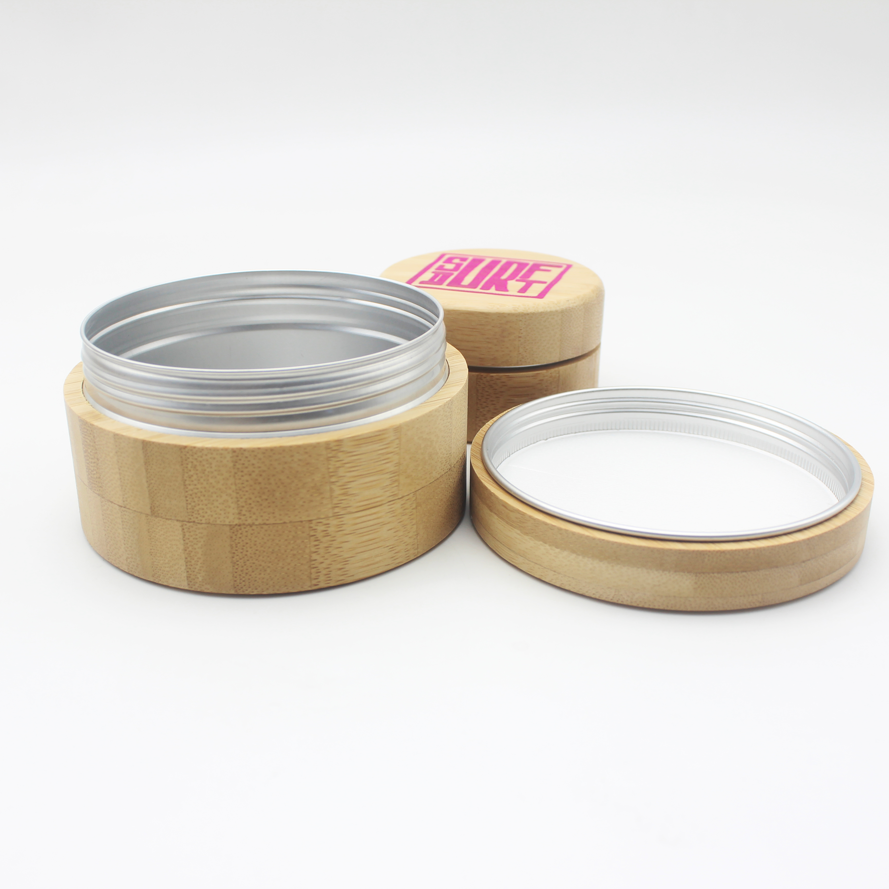 10g small luxury bamboo wooden cosmetic aluminum metal lip balm tin jar container BP-304K