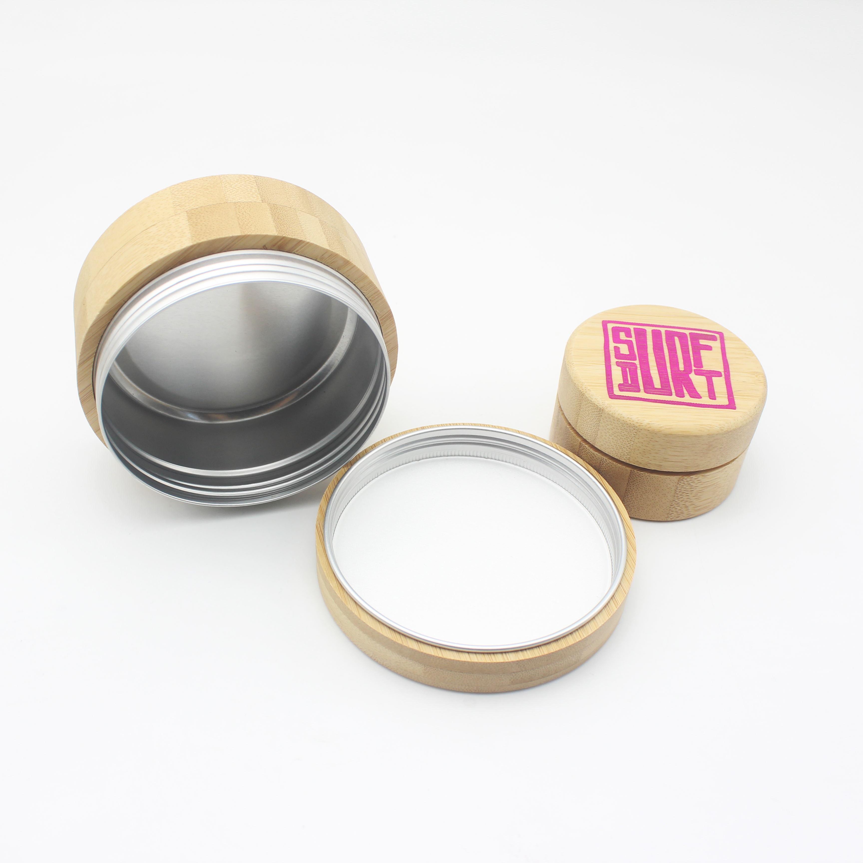 10g small luxury bamboo wooden cosmetic aluminum metal lip balm tin jar container BP-304K