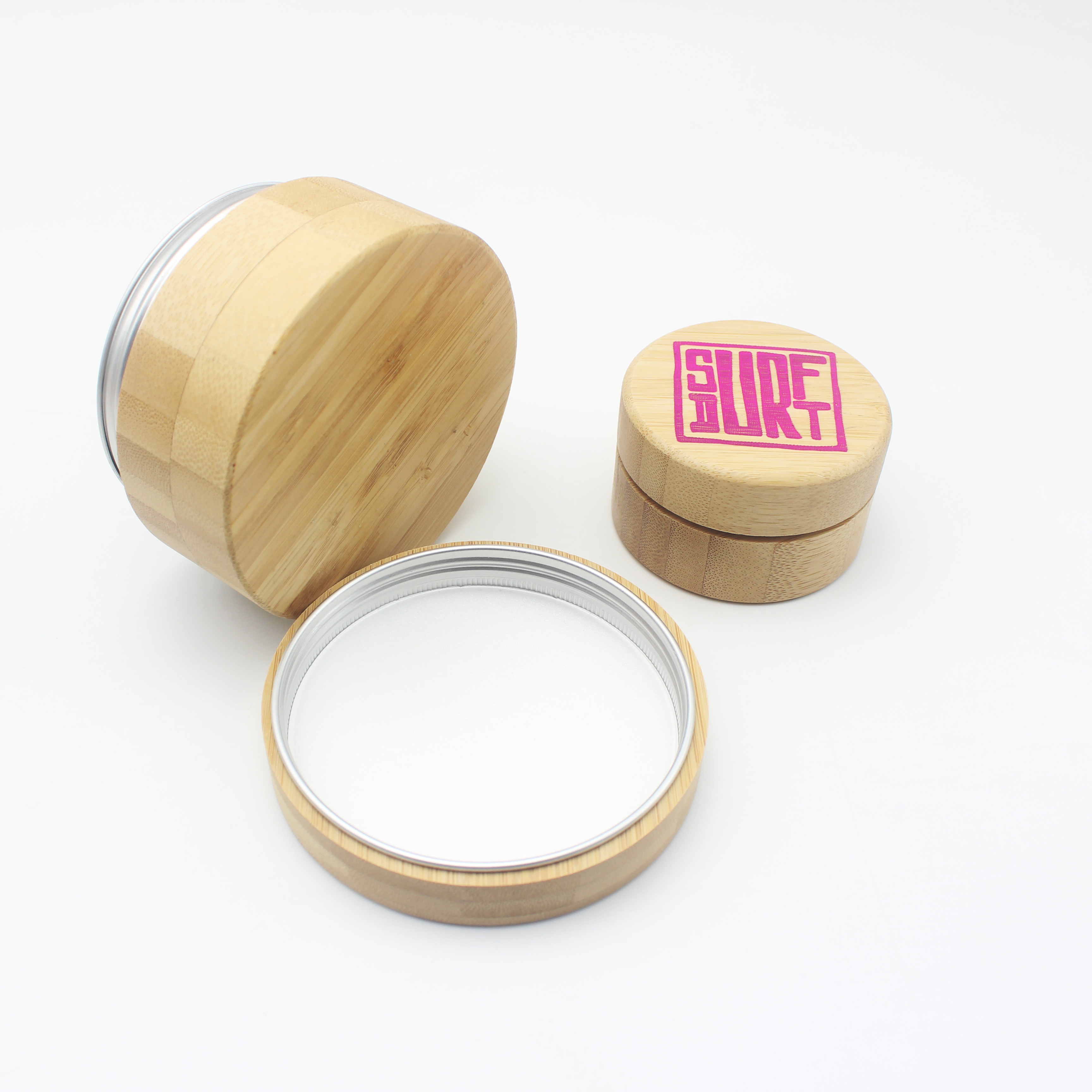 10g small luxury bamboo wooden cosmetic aluminum metal lip balm tin jar container BP-304K