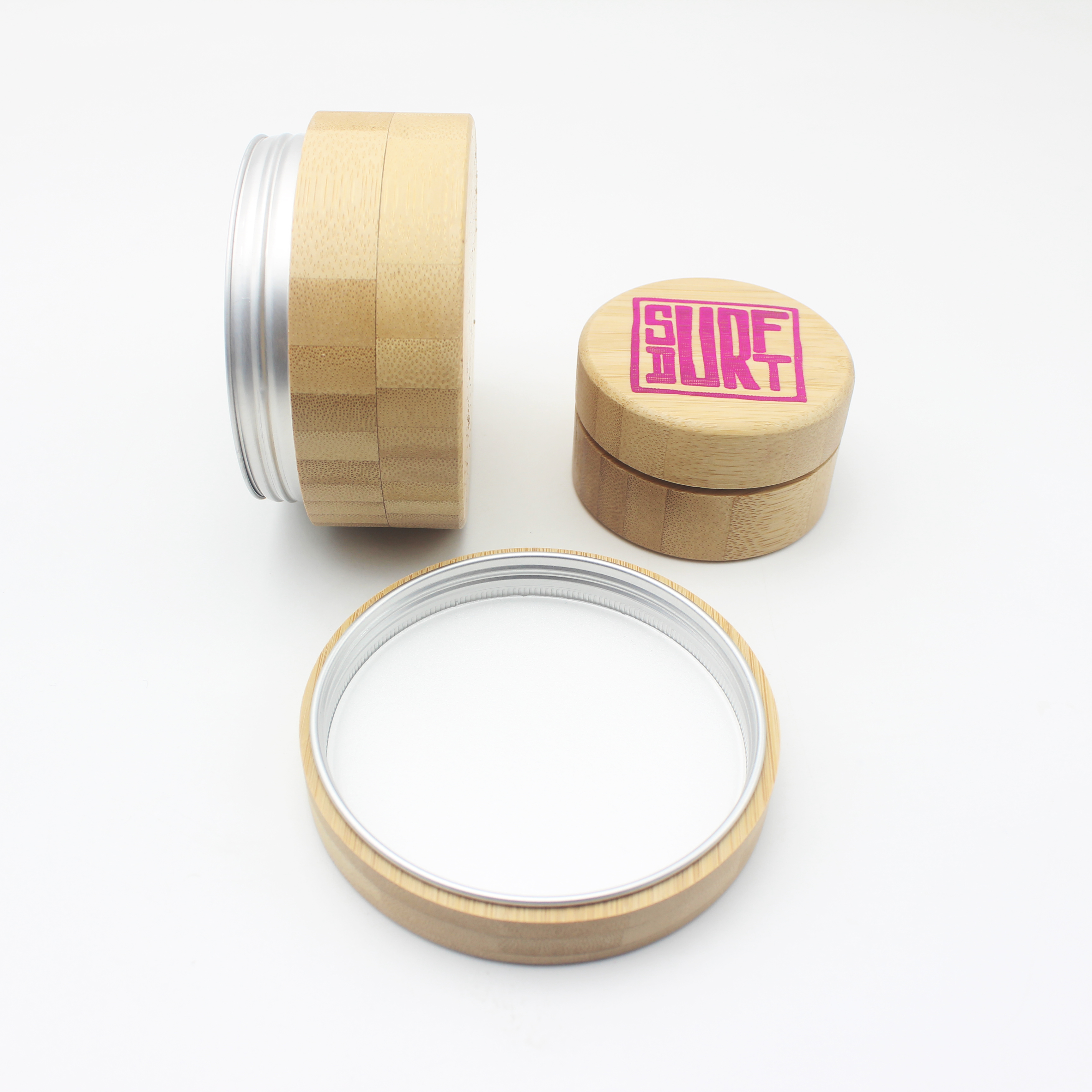 10g small luxury bamboo wooden cosmetic aluminum metal lip balm tin jar container BP-304K