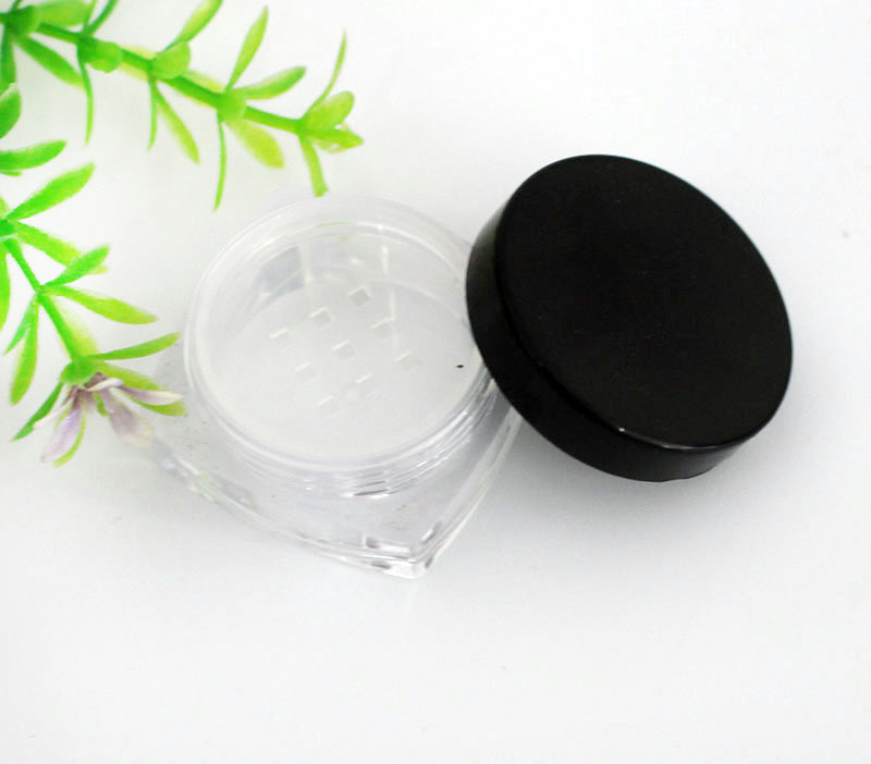 10g square small loose powder jar cosmetic loose powder packaging transparent plastic container with lid and sieve