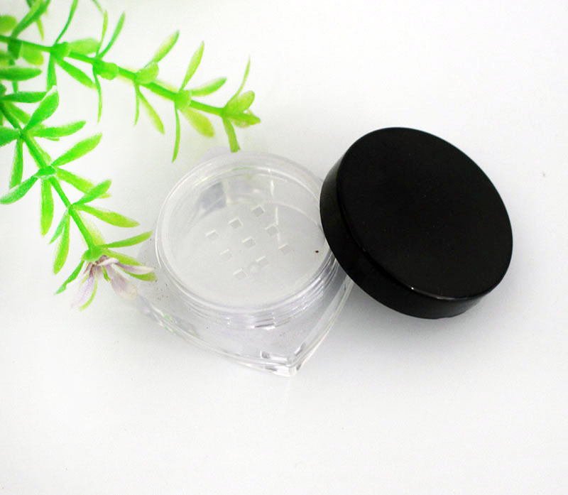 10g square small loose powder jar cosmetic loose powder packaging transparent plastic container with lid and sieve